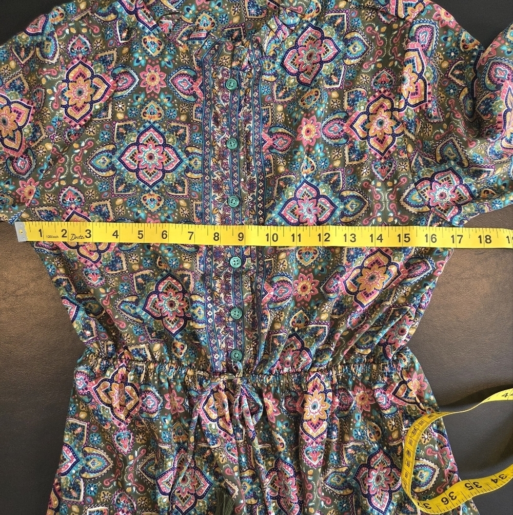 Slayer Black Label Paisley Print Ruffle Dress Long Sleeve Elastic Tie Waist - Picture 10 of 13